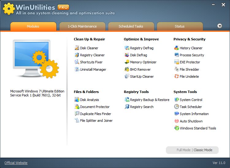 Click to view WinUtilities Pro BUILD 180401 15.21 screenshot